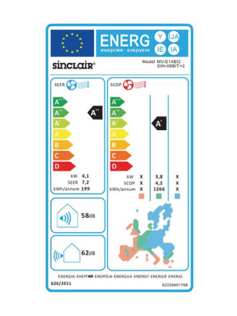 Multi Variable buitenunit MV-E14BI2 4,1/4,4kW, 1-2bin.