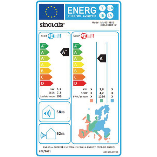 Multi Variable buitenunit MV-E14BI2 4,1/4,4kW, 1-2bin.